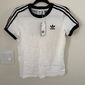 Adidas White and Black T-Shirt S